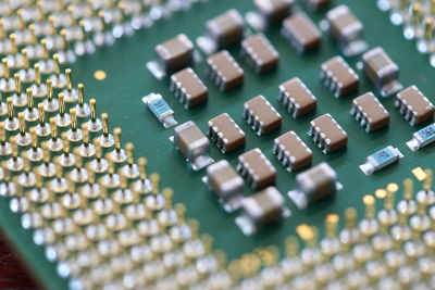 High angle view of circuit board 