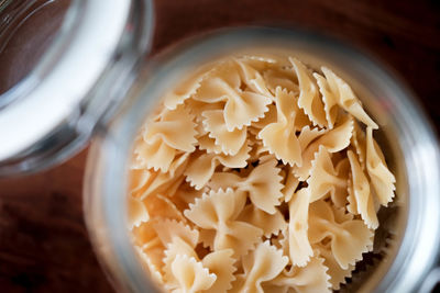 High angle view of pasta in container