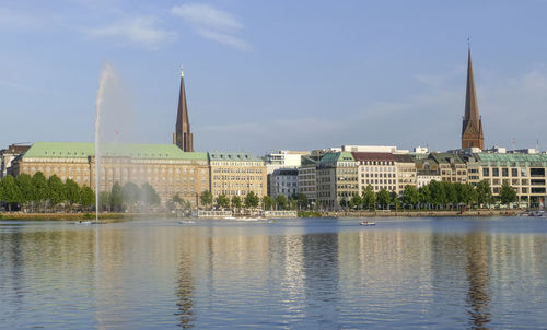 Scenery around the inner alster lake, a part of hamburg in northern germany