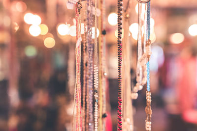 Close-up of jewelries for sale in store