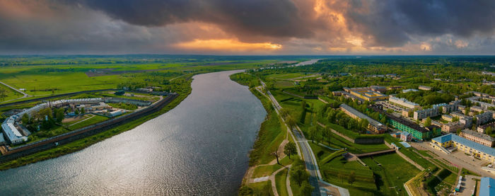 Beautiful aerial panoramic view shot of daugavpils city