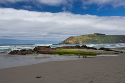 Scenic view of beach against sky