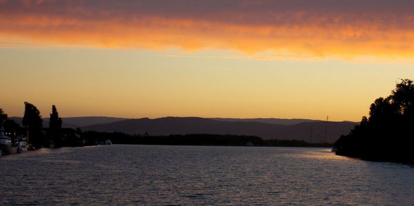 Scenic view of sea at sunset