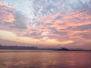 Scenic view of sea against sky during sunset