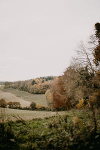 Scenic view of land against clear sky