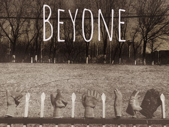 Digital composite image of text on wall