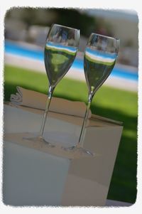 Close-up of beer in glass on table