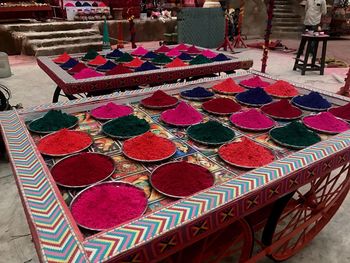 High angle view of market stall for sale