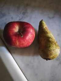 High angle view of apple on table