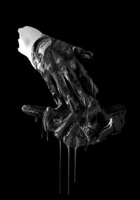 High angle view of statue against black background
