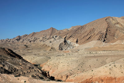 Mountain against clear blue sky at sahara desert on sunny day