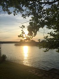 Scenic view of lake during sunset