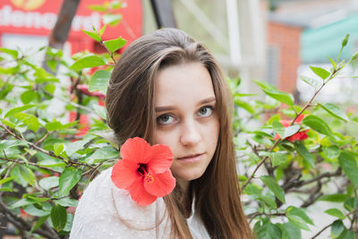 Close-up portrait of a beautiful young woman