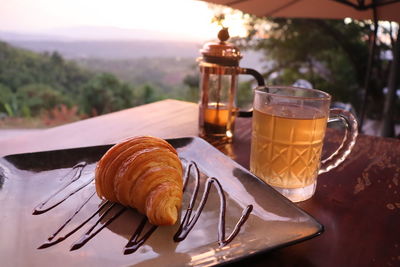 Close-up of food on table