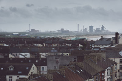 High angle view of townscape against sky