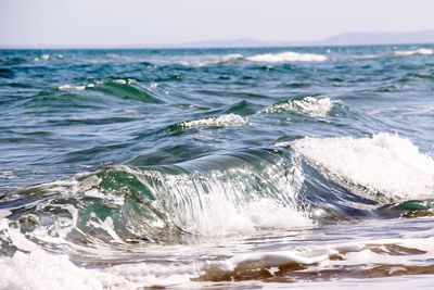 Sea waves rushing towards shore