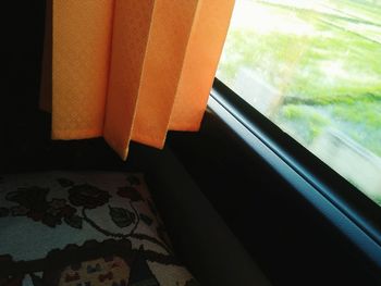 Close-up of orange curtain