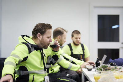 Workers having break