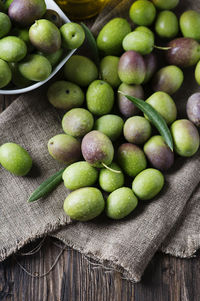 High angle view of fruits on table