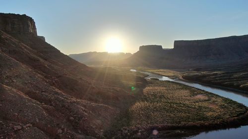 Scenic view of landscape against sky during sunset