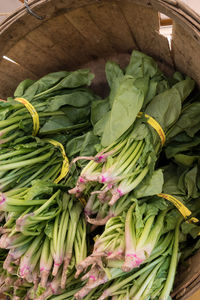 High angle view of vegetables for sale in market