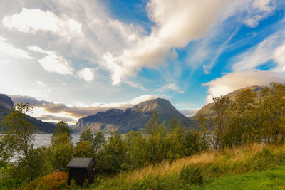 Scenic view of mountains against sky