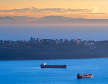 Scenic view of sea against sky during sunset