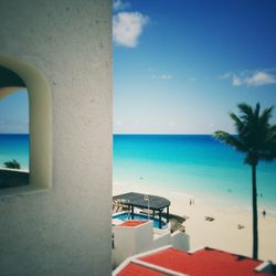 View of sea against blue sky