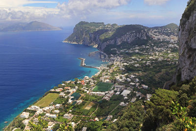 View of the north coast of capri and marina grande bay