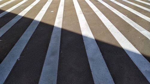 High angle view of zebra crossing on road