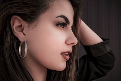 Close-up portrait of a beautiful young woman