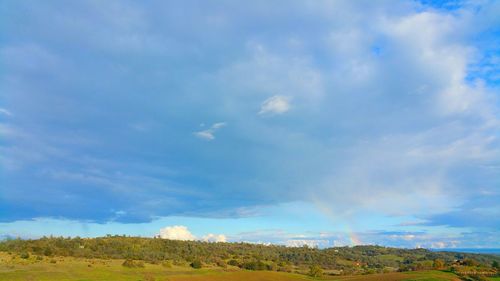 Scenic view of landscape against cloudy sky