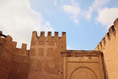 Low angle view of fort against sky