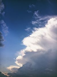 Low angle view of clouds in blue sky