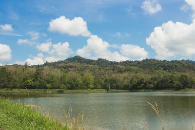 Scenic view of lake against sky