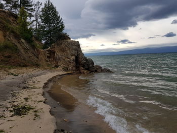 Scenic view of beach against sky