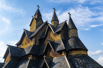 Low angle view of temple building against sky