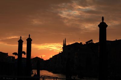 Silhouette of buildings against sky during sunset