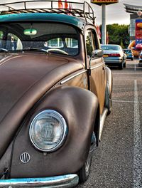 Vintage car on street in city