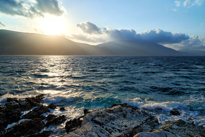 Scenic view of sea against sky during sunset