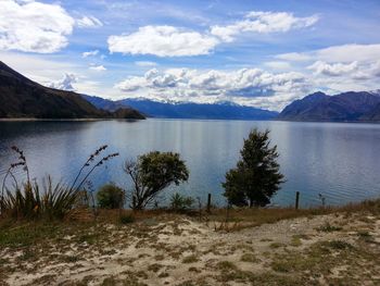 Scenic view of lake against sky