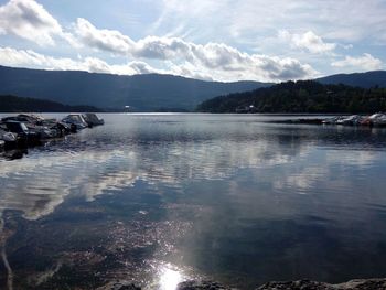 Scenic view of lake against sky