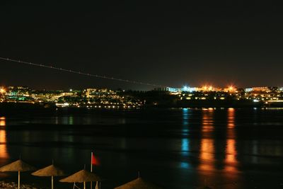 Illuminated cityscape at night