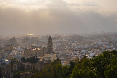 High angle view of of the city of malaga in spain..