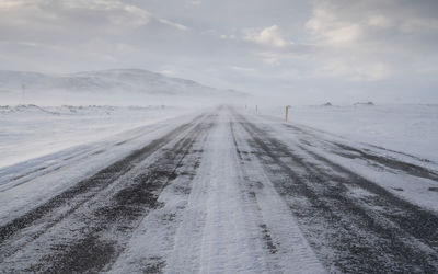 Road into the blizzard, iceland, europe