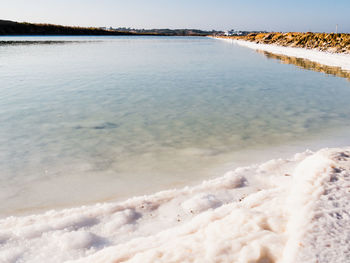 Scenic view of sea against sky during winter