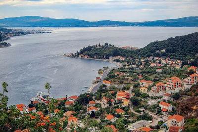 View of the bay of kotor. mediterranean sea. scenery.