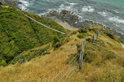 High angle view of beach