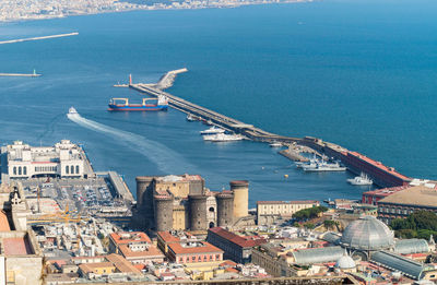 High angle view of buildings in city