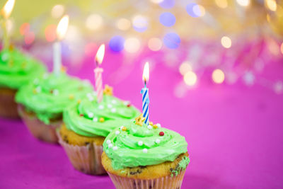 Close-up of cupcakes on table